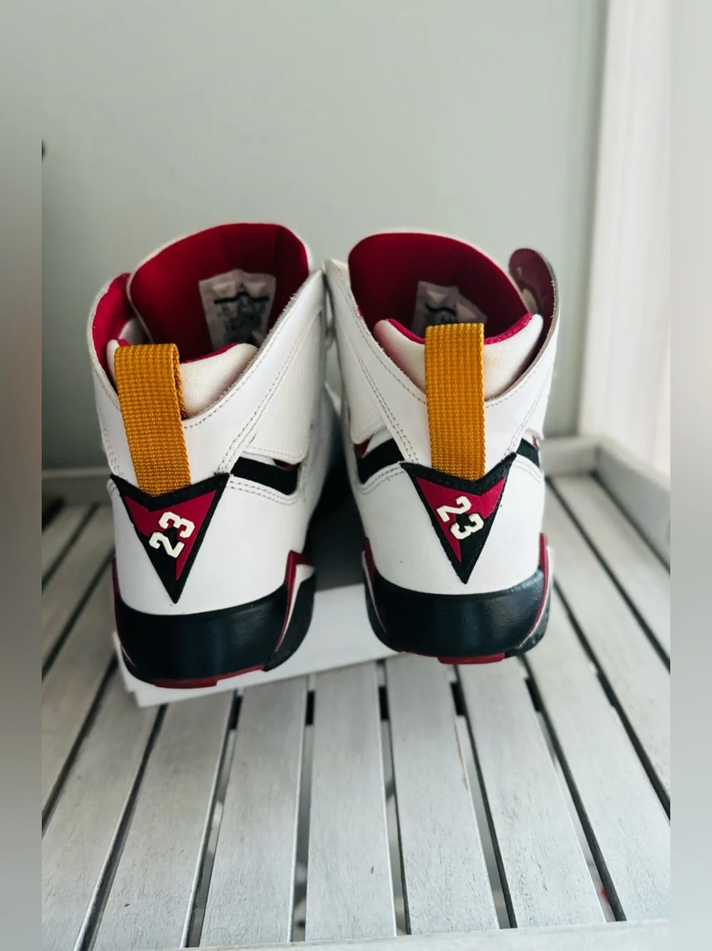 Air Jordan 7 Retro White Maroon Gold Basketball Sneakers - Picture 3 of 11